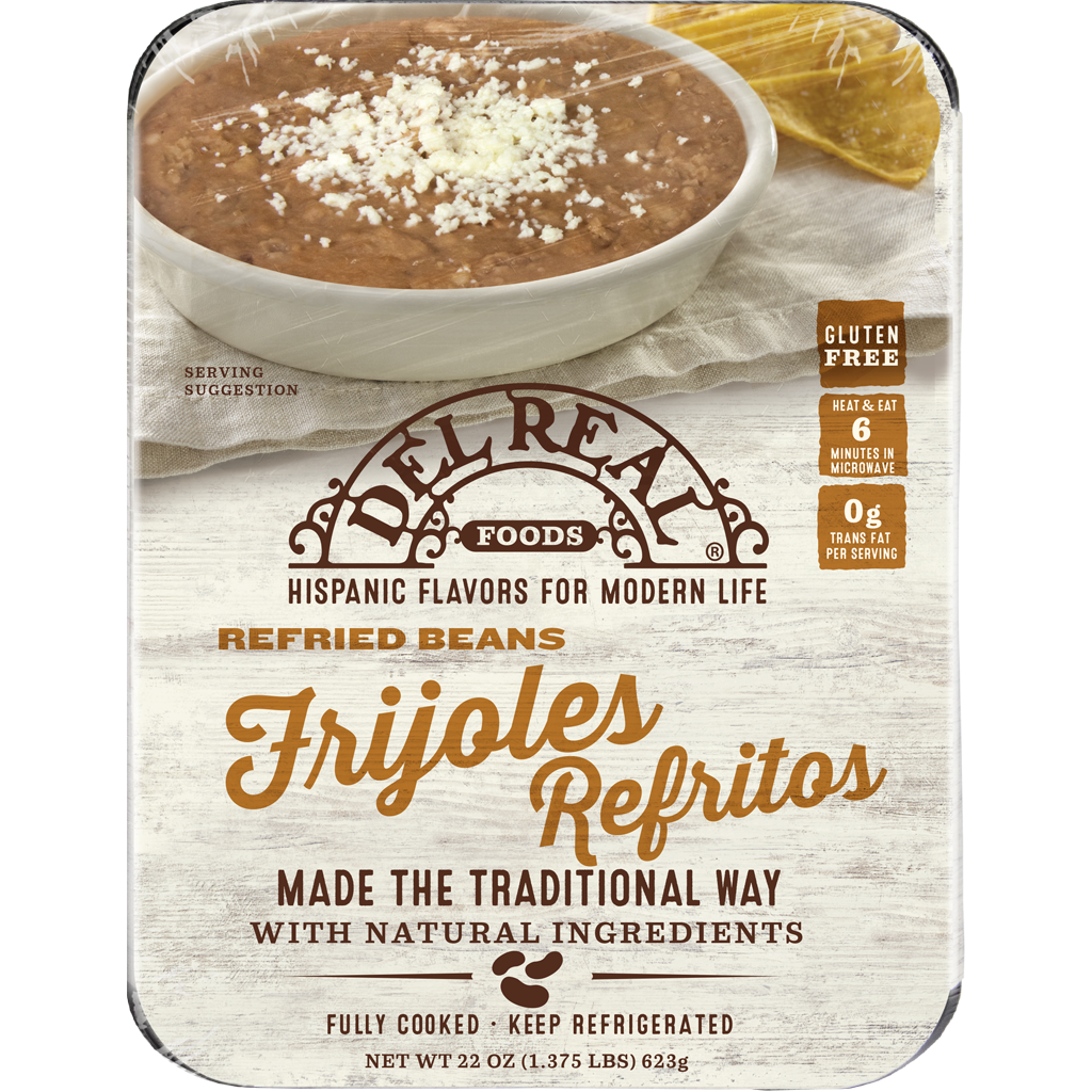 Del Real Foods Refried Beans, we prepare our delicious Frijoles Refritos by using traditional Mexican methods to cook pinto beans to perfection.